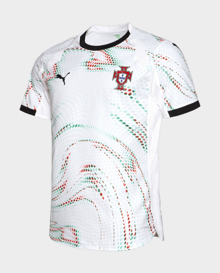 2024 Portugal away fan jersey featuring a unique abstract design for passionate supporters