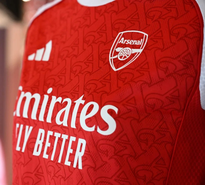 2025-26 Arsenal player version kit featuring iconic red design and club crest
