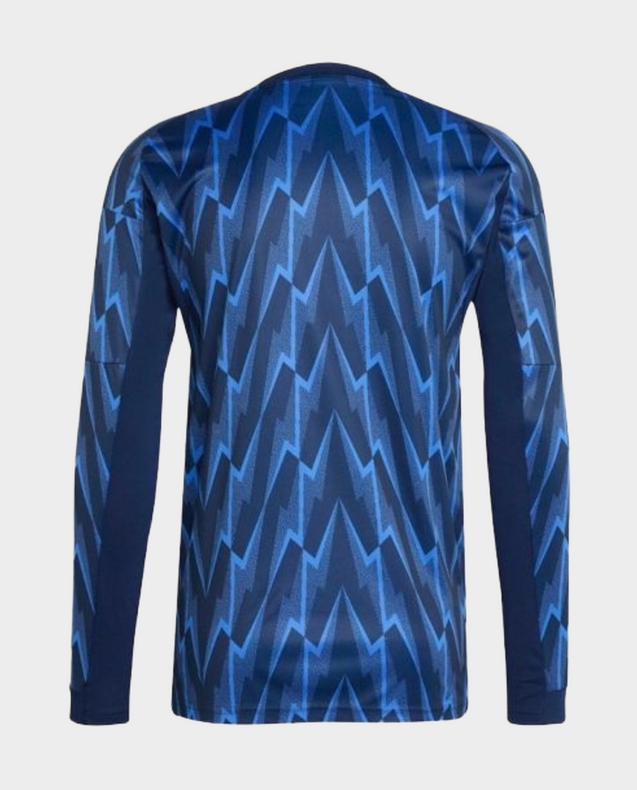 Light blue Arsenal away jersey 2025-26 with stylish stripe details on the sleeves