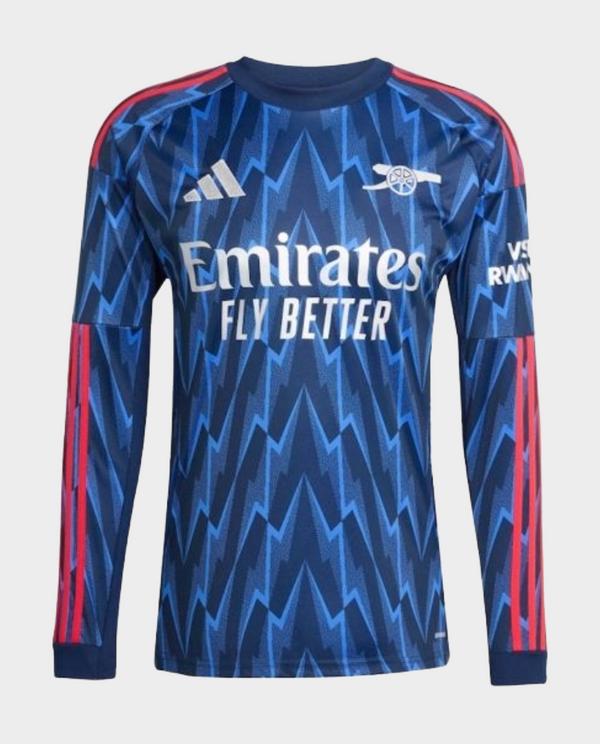 Striker Store Arsenal away jersey 2025-26 featuring a dynamic lightning pattern and club logo