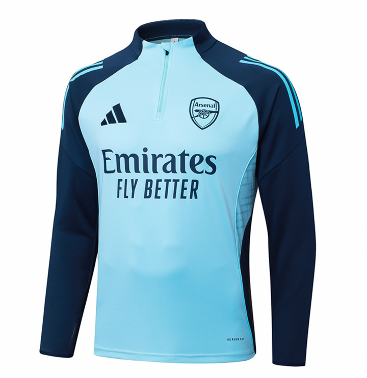 Striker Store Arsenal blue training suit 2025-26 with long sleeves and zip neck for sports enthusiasts