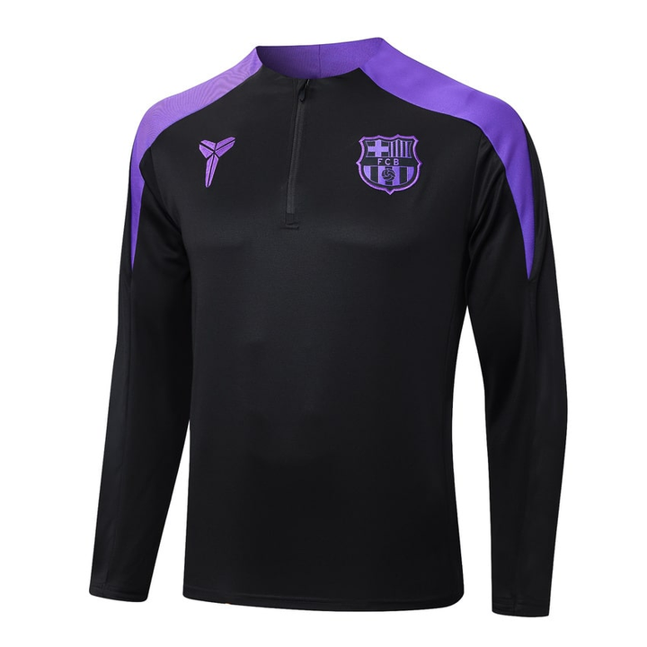 Barcelona Kobe Bryant training suit 2025 featuring a black and purple design with logo and zip-neck style