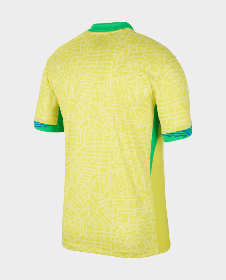Brazil home jersey 2024 player version featuring vibrant yellow design and green accents on the back