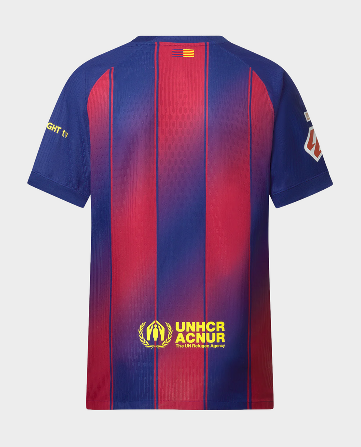 Back view of the FC Barcelona Ed Sheeran jersey 2025-26 featuring bold team colors and sponsor logos