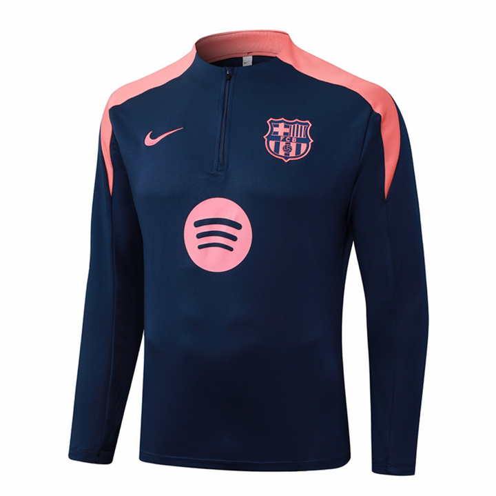 Striker Store Barcelona training suit 2025-26 in navy with pink accents and Spotify logo