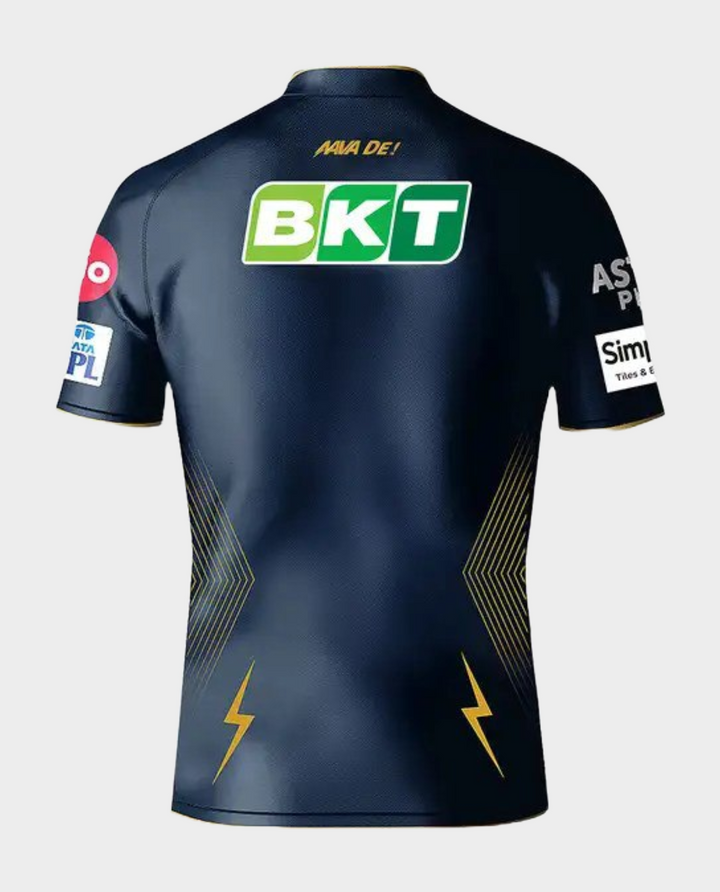 Back view of Gujarat Titans fan jersey 2025 with detailed graphic design for cricket enthusiasts