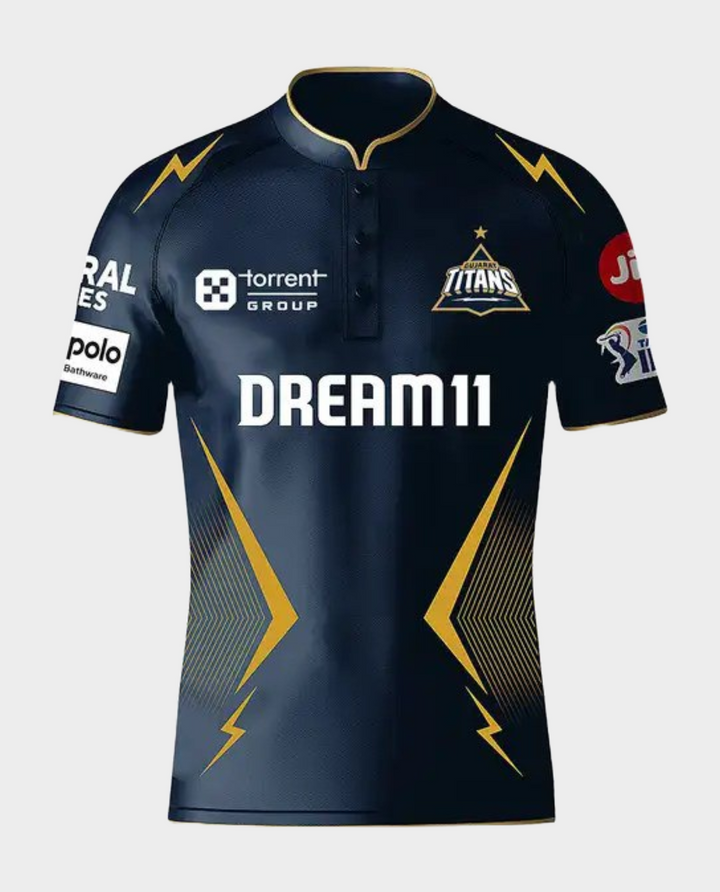 Gujarat Titans fan jersey 2025 in navy with stylish design and team logos for sports enthusiasts