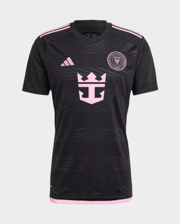 Inter Miami 2024-25 away jersey in black with pink accents and club logo for fans and players