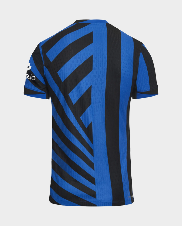 Inter Milan home jersey 2024-25 featuring a sleek blue and black striped design on the back
