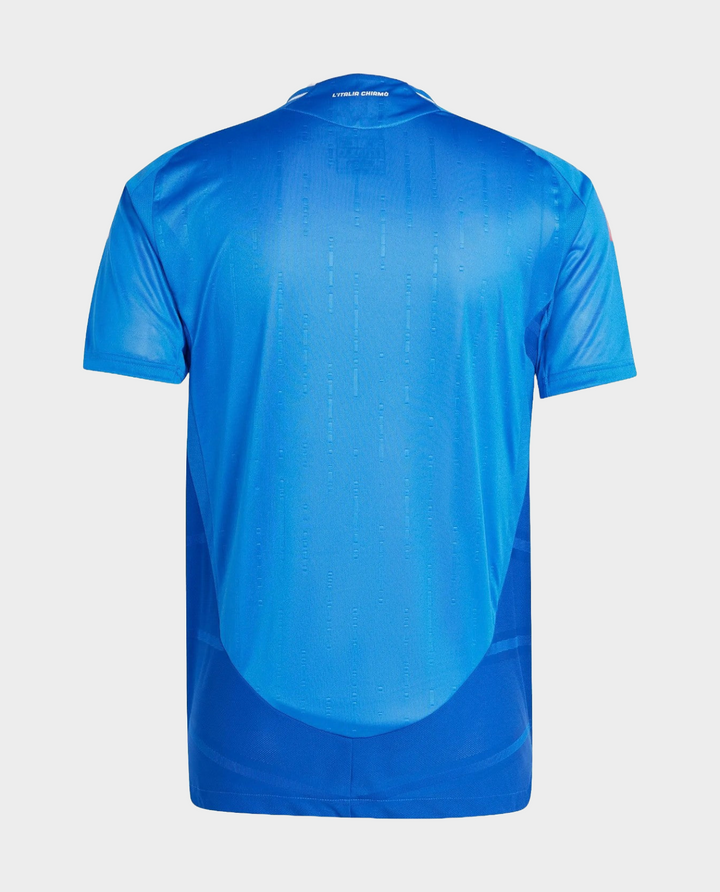 Back view of Italy 2024-25 home jersey in blue with a smooth, modern design