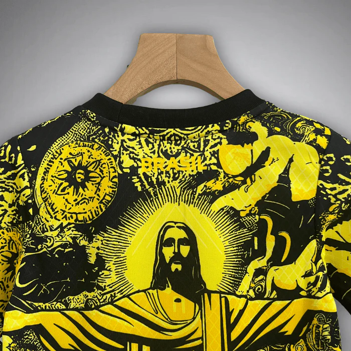 Kids Brazil football kit 2025 featuring a vibrant design with cultural elements and premium fabric
