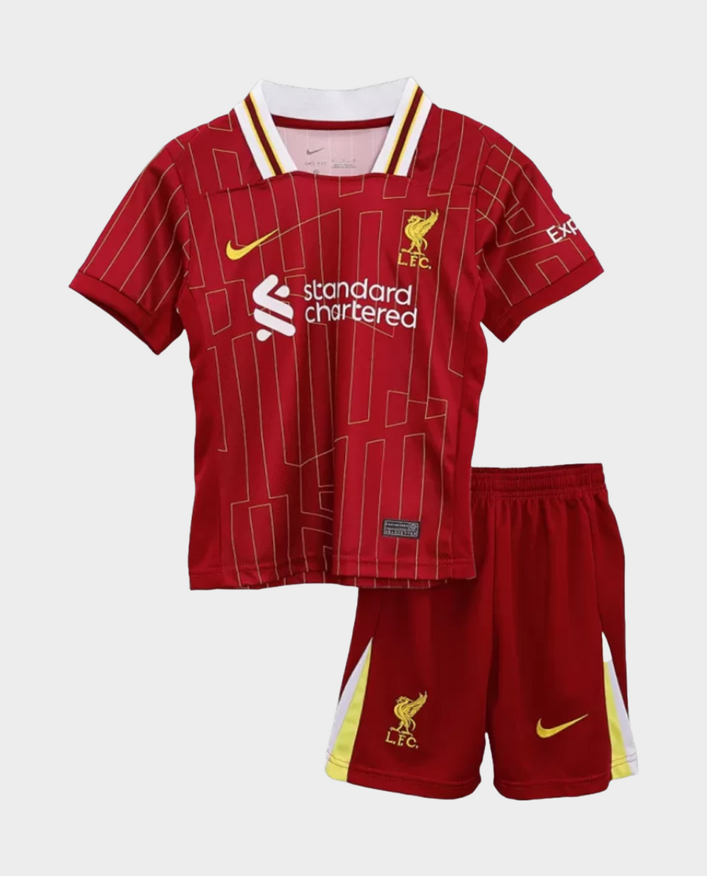 Kids Liverpool Jersey 2024 Set featuring red jersey and shorts, perfect for young fans