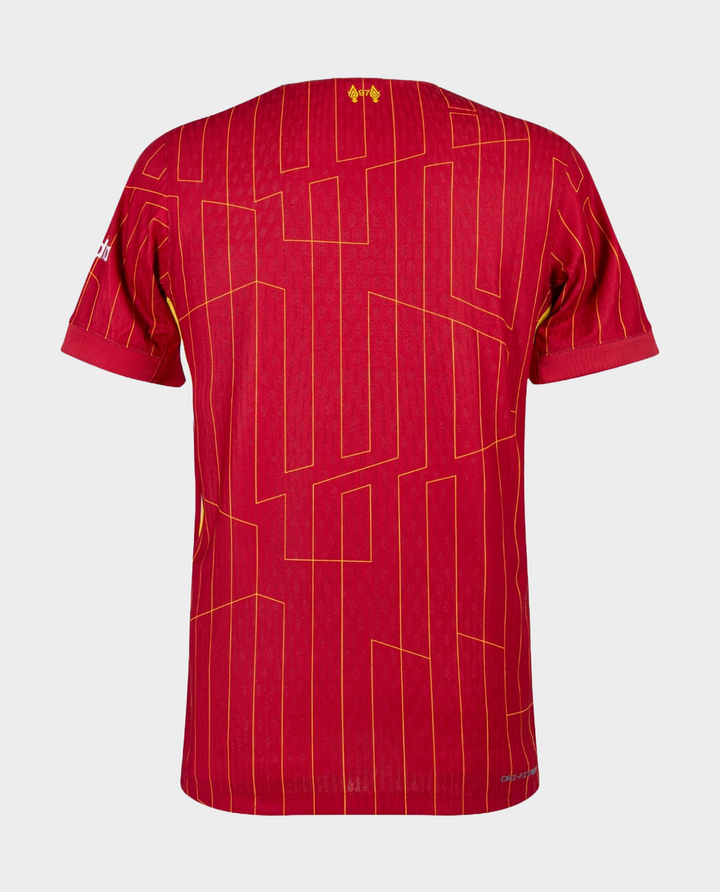 Liverpool home jersey 2024-25 in red with a stylish striped pattern on the back
