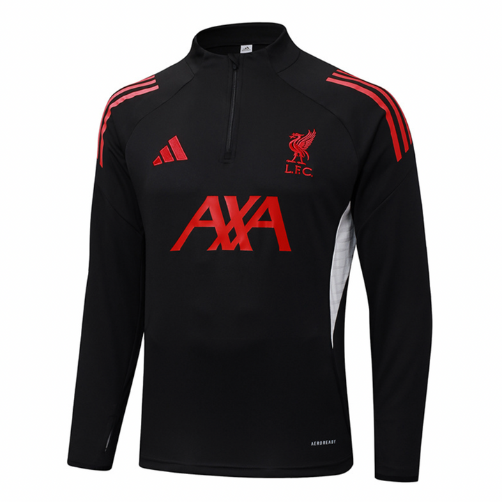 Striker Store Liverpool training suit 2025-26 with black design and red accents for comfortable performance