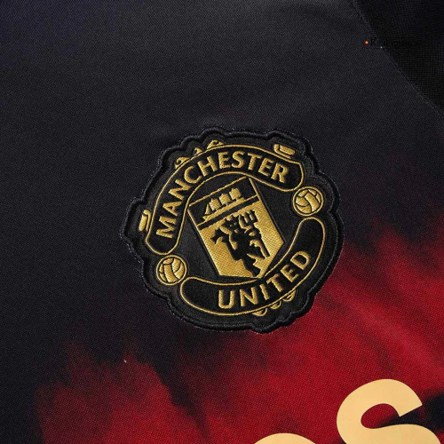 Manchester United CNY 2024 Jersey featuring an embroidered club crest in gold