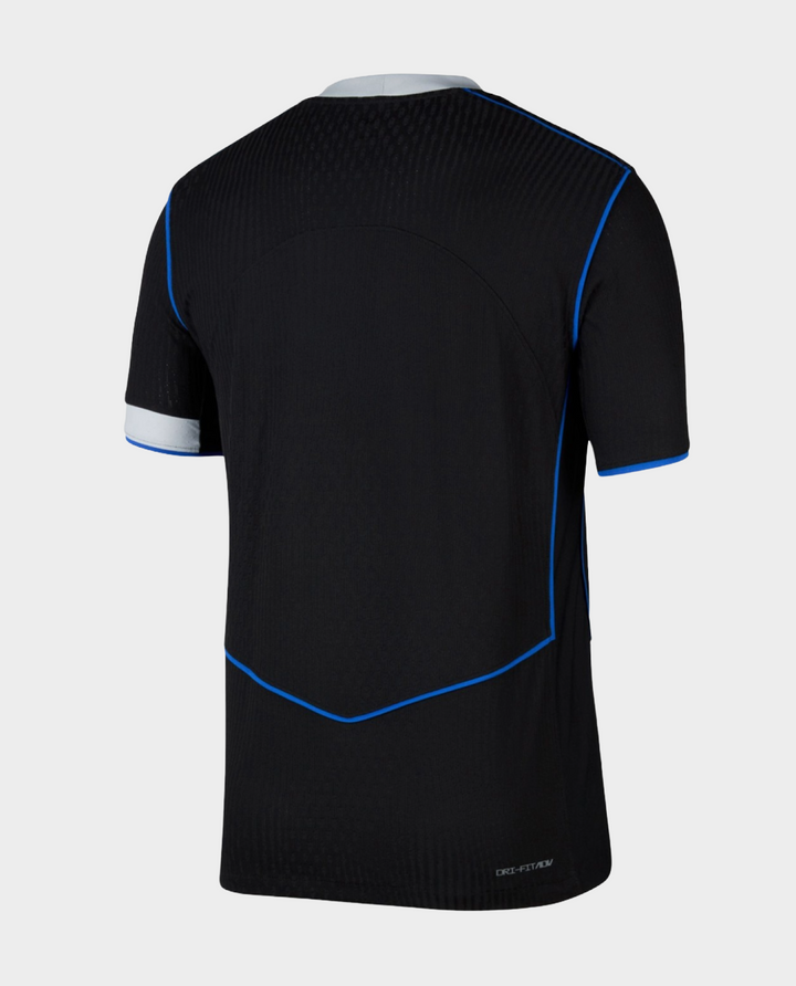 Back view of light blue Chelsea Third Jersey 2025-26 Player Version with ribbed texture and pink white trim