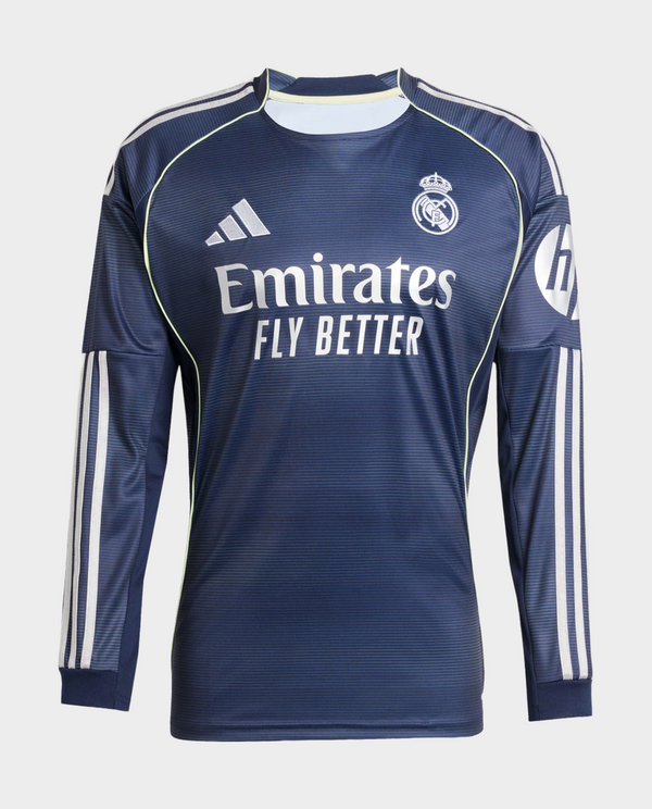 Striker Store Real Madrid full sleeves player version jersey in navy with Emirates logo and Adidas stripes