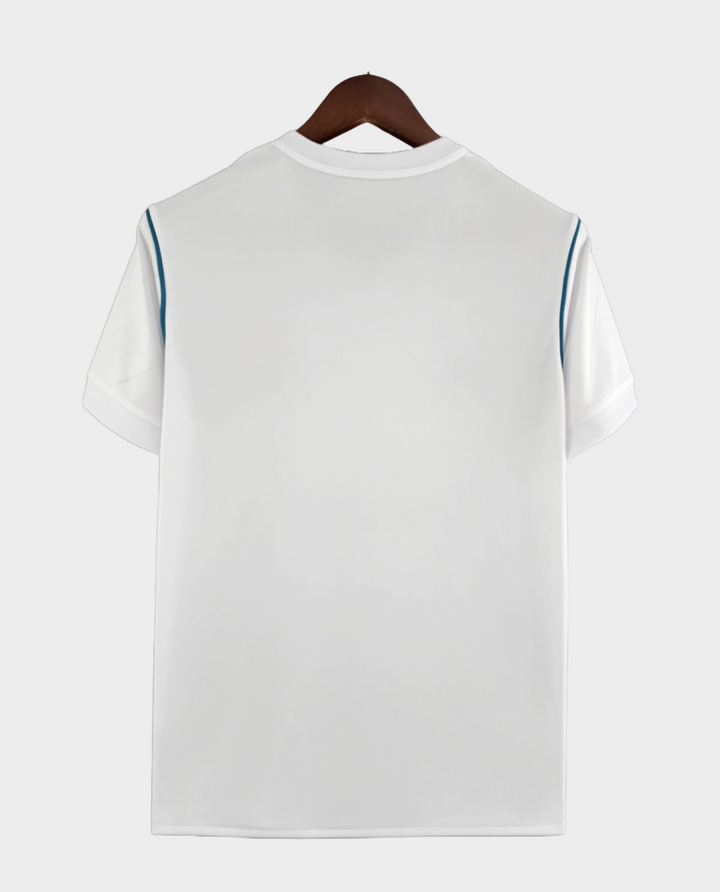 Back view of the Real Madrid Home Jersey 2017-18 in white with blue accents
