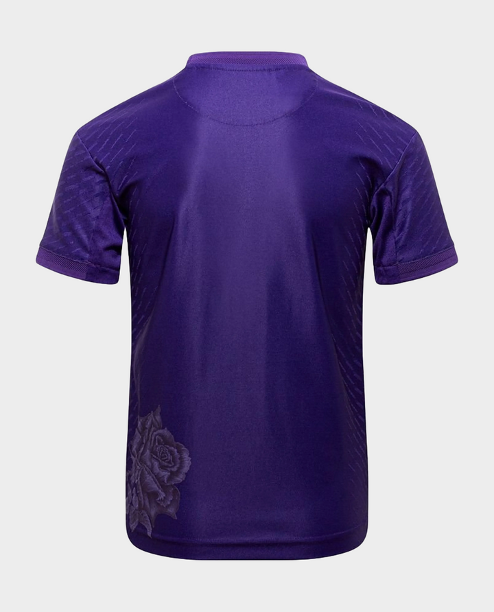 Striker Store Real Madrid Y3 jersey 2024 in purple with floral design on back for fans